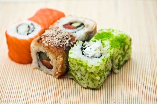 Traditional Japanese food Sushi, close-up