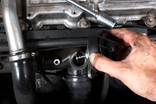 car repair, repairing diesel engine, EGR valve change