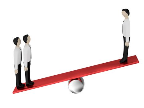 On the balance two persons against one person