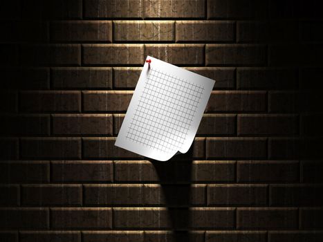Sheet of paper hanging on a wall