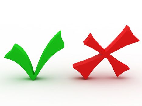 Green and red checkbox on a white background