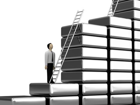 The person before a ladder of the career growth