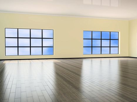 Interior of a hall with big window