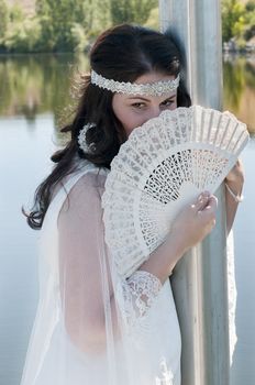 beautiful woman dressed as a bride her wedding day