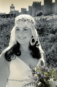 beautiful woman dressed as a bride her wedding day