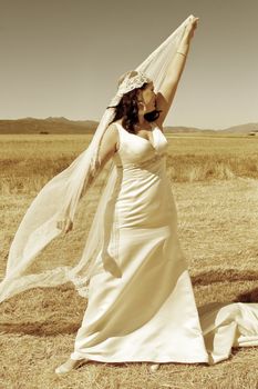 beautiful woman dressed as a bride her wedding day