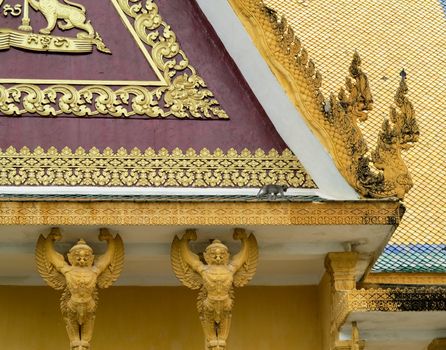 Details of roof on Royal Palace in Phnom Penh Cambodia