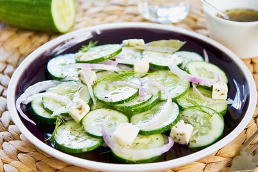 Cucumber with Feta and herb salad