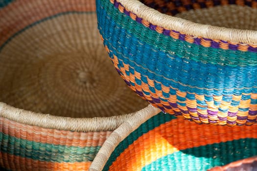woven baskets made from brilliant colors.