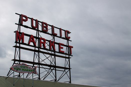 Pike street market sign, in Seattle, wa.