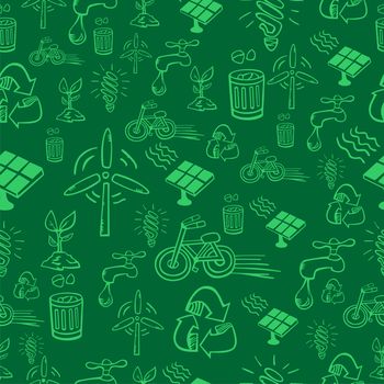 Go green icon set seamless pattern. Vector file layered for easy manipulation and custom coloring.