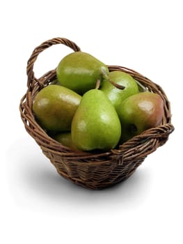 ripe pears in basket