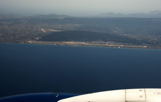 view on rhodos from the airplane on the island