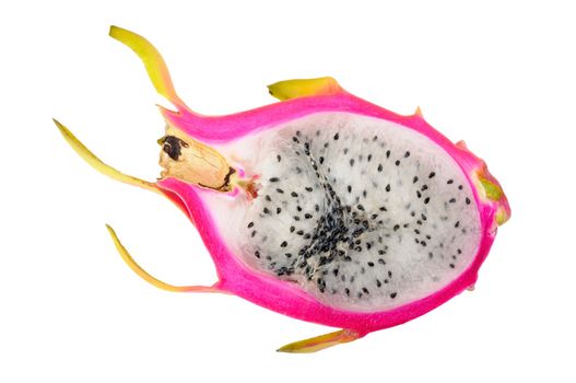 ripe cut pitahaya isolated on a white background