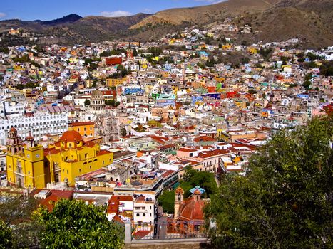 Colonial Guanajuato town nestled in the hills