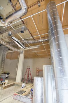 Heating and Cooling Duct Work for HVAC System in Commercial Space