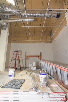 Commercial Space Construction Renovation with Heating Cooling Duct Work Drywall and Ceiling