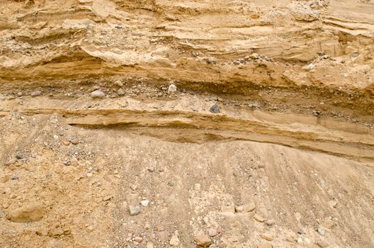 Gravel pit career. Gravel for construction with flints quarry geological layers.