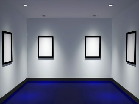 The gallery with empty black frames
