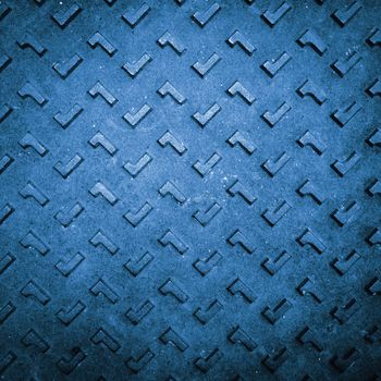 Texture of Blue Grunge Rusty Steel Floor Plate for Background