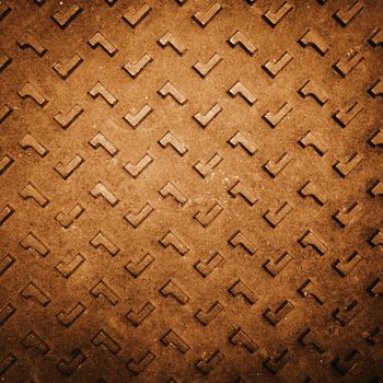 Texture of Orange Grunge Rusty Steel Floor Plate for Background