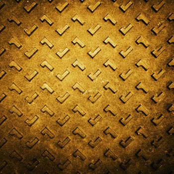 Texture of Gold Grunge Rusty Steel Floor Plate for Background