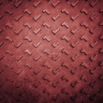 Texture of Red Grunge Rusty Steel Floor Plate for Background