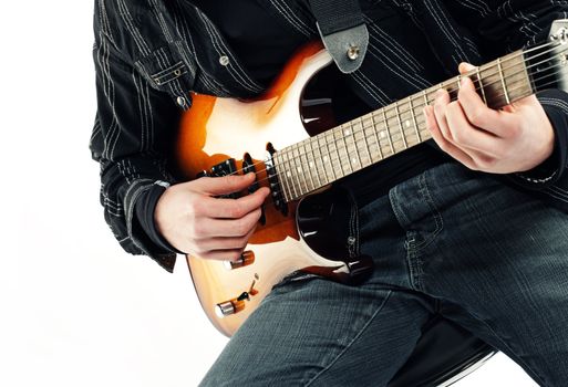 guitarist  isolated on white background