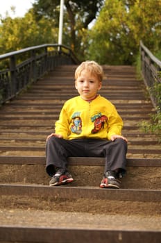 The little boy on walk