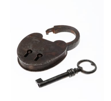 Antique Padlock  on white background