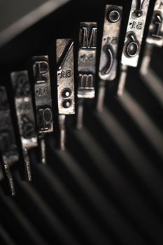 Close up of the letters on an old typewriter.