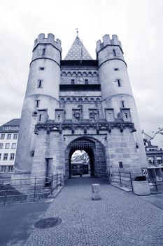 Spalentor Castle in the main streets of Basel, Switzerland