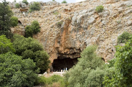 Caesarea Philippi in Israel, source of the Jordan River and worship of Pan