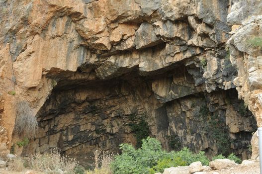 Caesarea Philippi in Israel, source of the Jordan River and worship of Pan