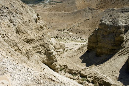 Israel desert, the finding place of the oldest bible documents the dead sea rolls