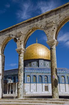 Jerusalem - The Dome of the Rock Mosque with blue sky