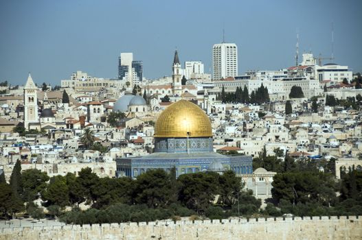 Jerusalem - The Dome of the Rock Mosque with blue sky