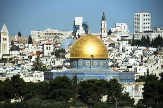 Jerusalem - The Dome of the Rock Mosque with blue sky