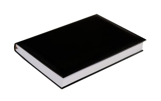black note book and white paper on white 