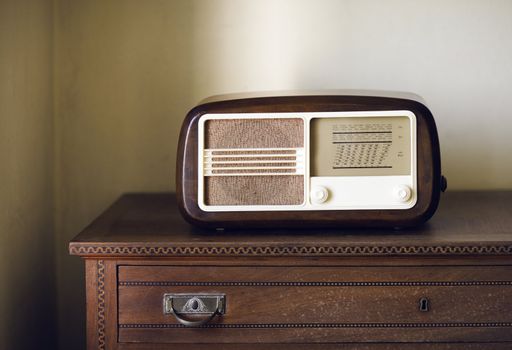 Antique radio on the dresser old