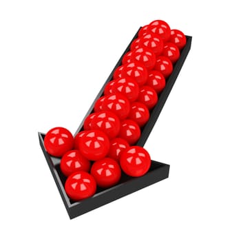 Small red balls in the big black arrow