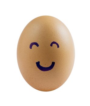 brown eggs with happy face on white background