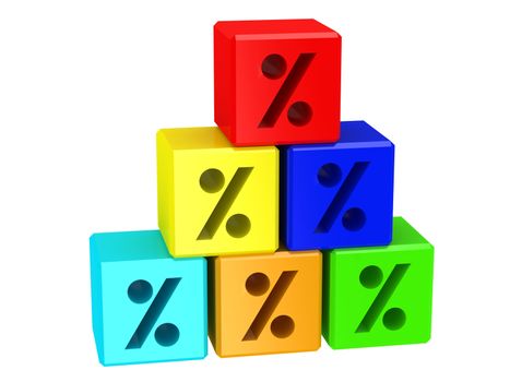 Several blocks of color with sign of percent