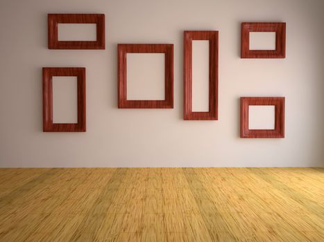 Blank pictures on the wall in the gallery