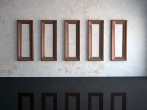 Blank pictures on the wall in the gallery