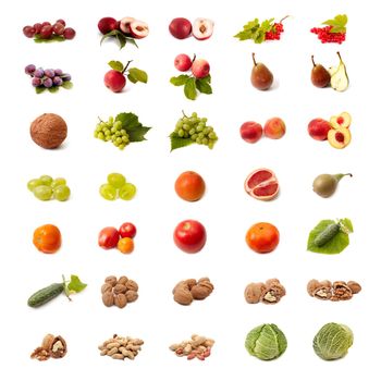 Isolated fruit and vegetable set on white background Isolated fruit and vegetable set on white background