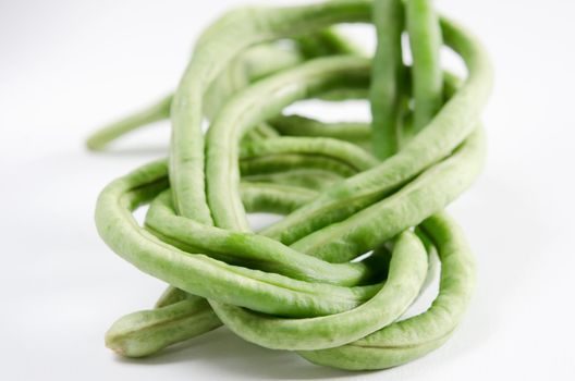 close-up of  fresh Chinese yardlong bean