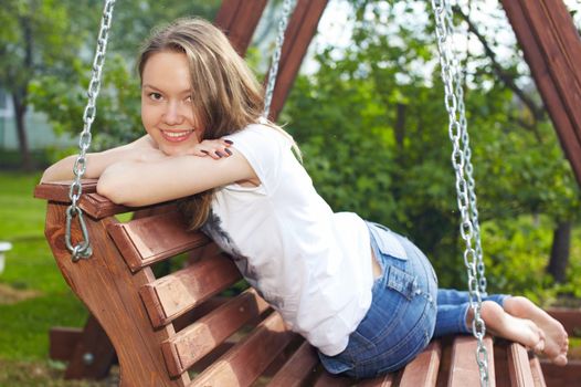 Teenage Girl Relaxing. Young girl have rest.