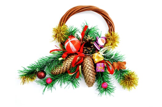 Images of Christmas wreath on white background