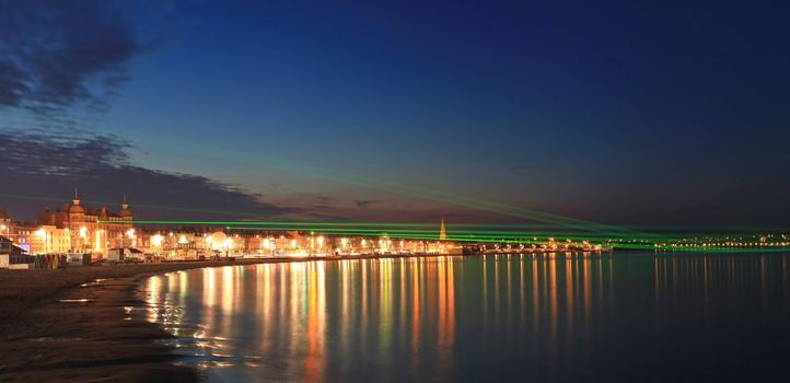 Lazer show over weymouth seafront a feature built for the 2012 olympics